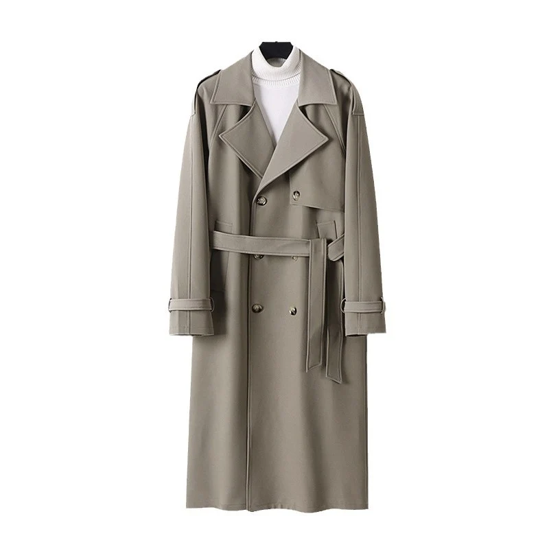 Damen Zweireihiger Oversized Trenchcoat mit weitem Schalkragen und Bindegürtel Nord Taschen