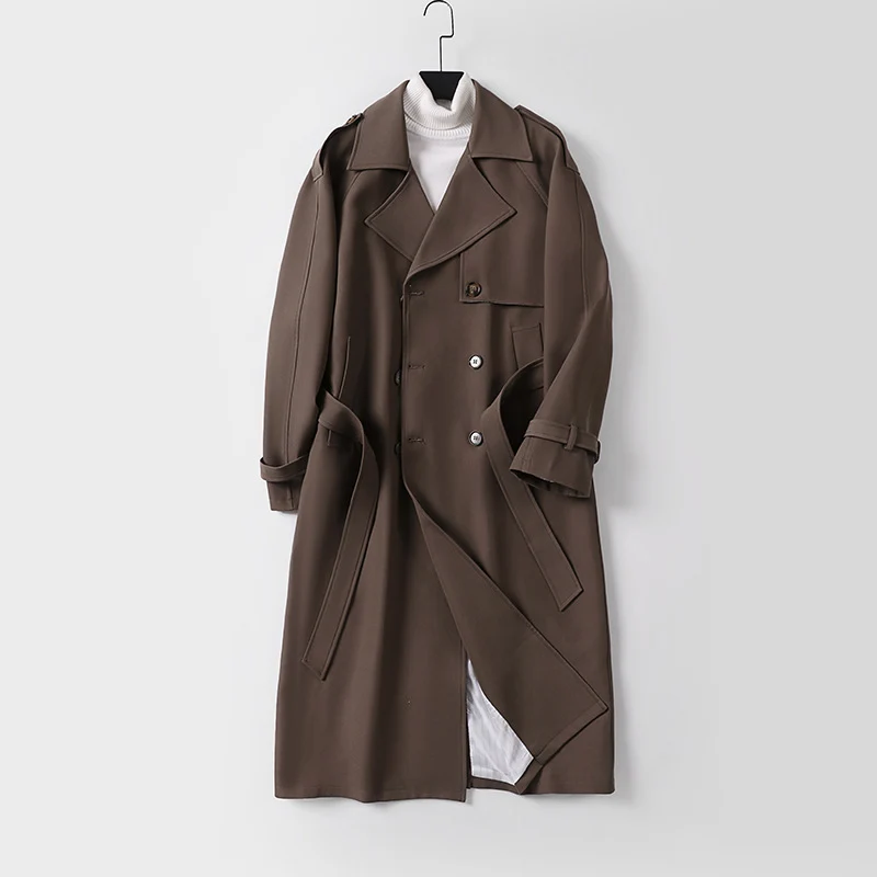 Damen Zweireihiger Oversized Trenchcoat mit weitem Schalkragen und Bindegürtel Nord Taschen