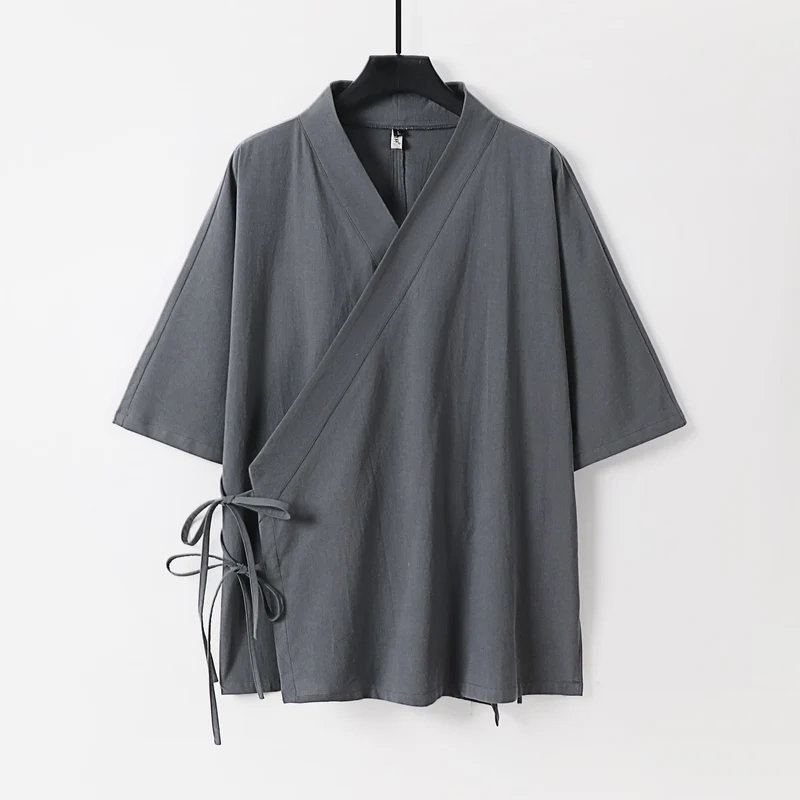 Damen Wickel-Kimono-Oberteil mit kurzen Ärmeln und Seitenschnürung Nord Taschen