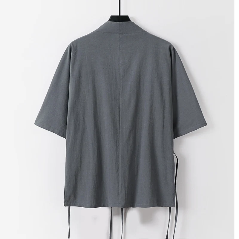 Damen Wickel-Kimono-Oberteil mit kurzen Ärmeln und Seitenschnürung Nord Taschen
