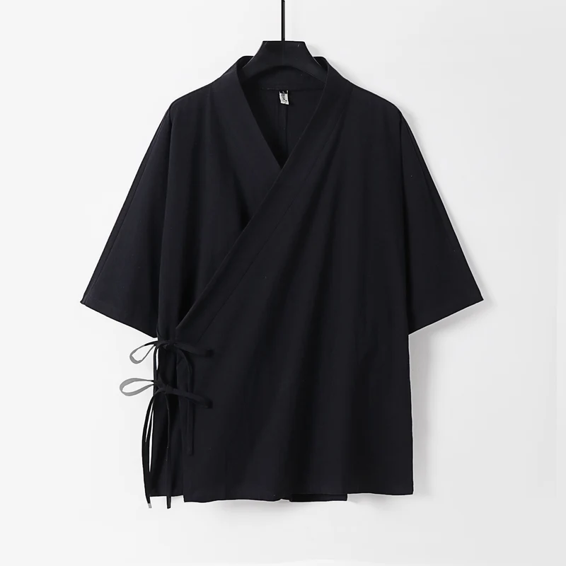 Damen Wickel-Kimono-Oberteil mit kurzen Ärmeln und Seitenschnürung Nord Taschen