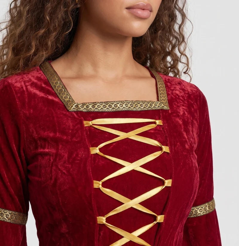 Damen Märchenhaftes Kostümkleid mit weit ausgestellten Ärmeln und Spitzenakzenten Nord Taschen