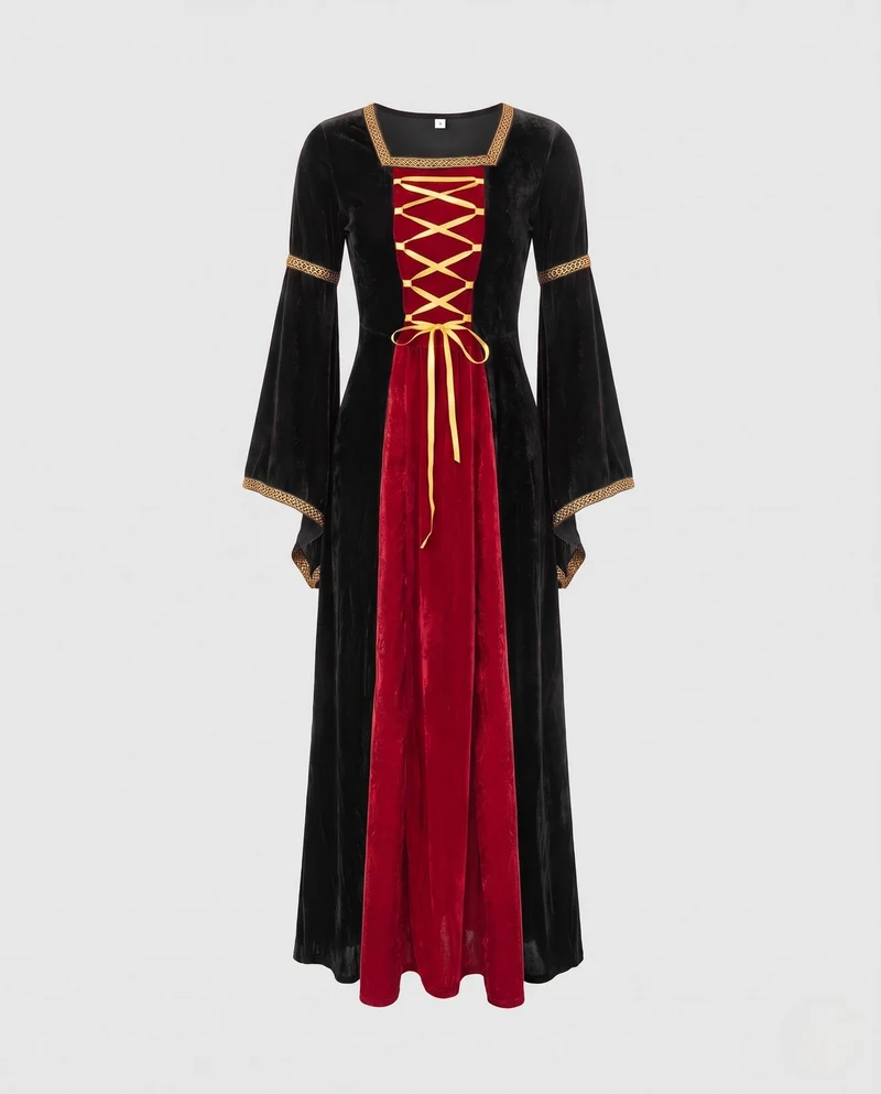Damen Märchenhaftes Kostümkleid mit weit ausgestellten Ärmeln und Spitzenakzenten Nord Taschen