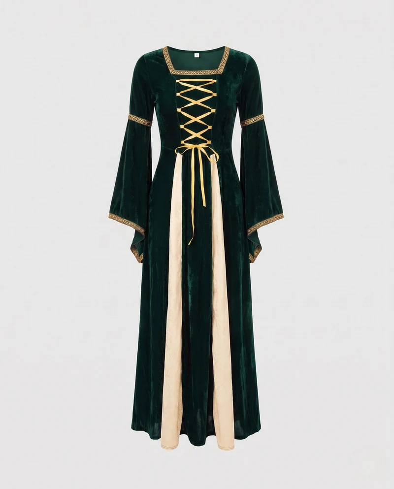 Damen Märchenhaftes Kostümkleid mit weit ausgestellten Ärmeln und Spitzenakzenten Nord Taschen