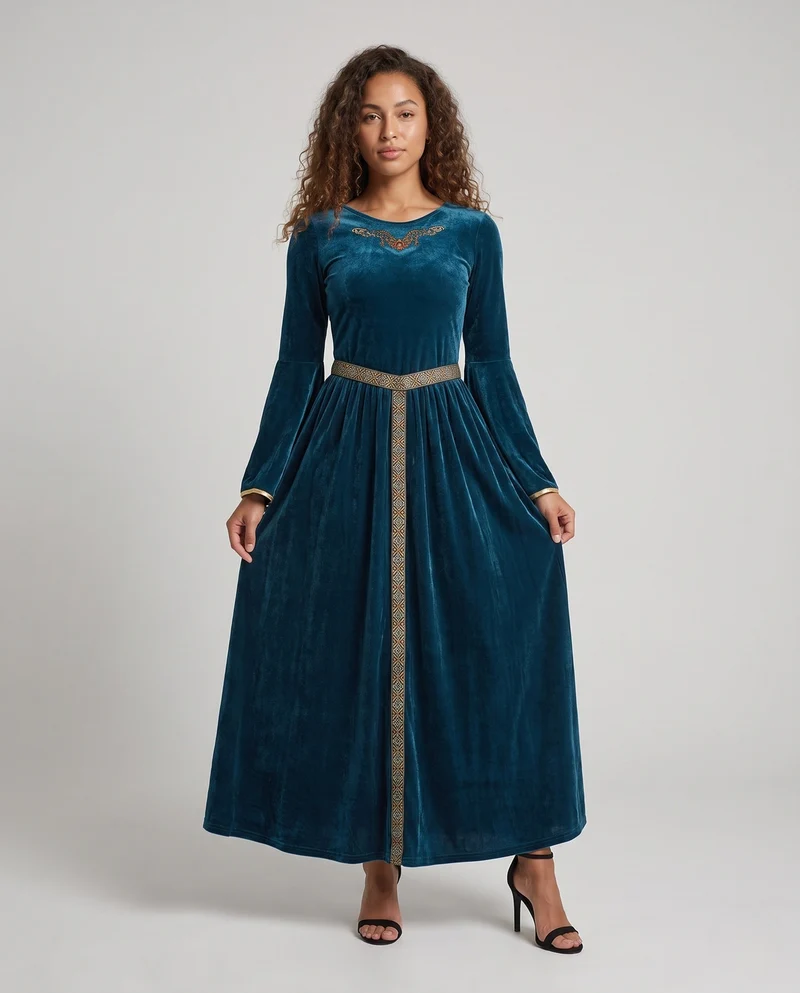 Damen Maxikleid mit langen, weit geschnittenen Ärmeln Nord Taschen