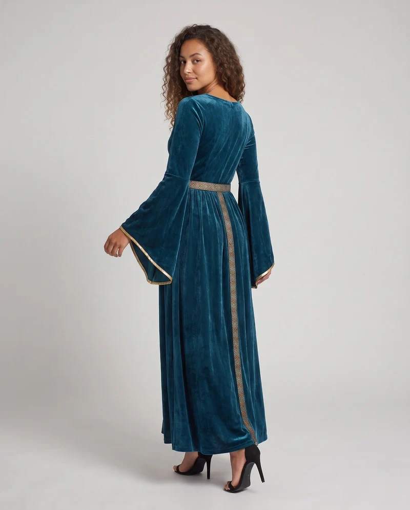 Damen Maxikleid mit langen, weit geschnittenen Ärmeln Nord Taschen