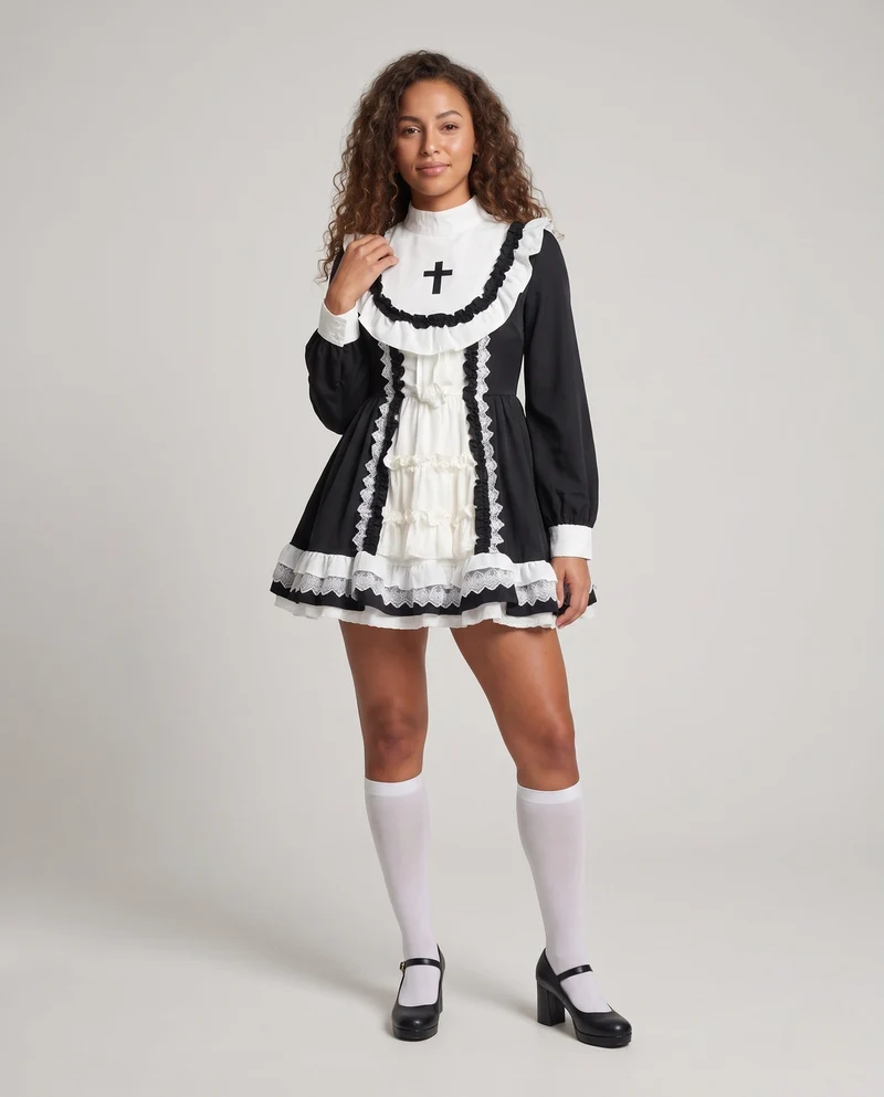 Damen Mittelalterliches Kleid mit Spitzenakzenten und Rüschendetails Nord Taschen