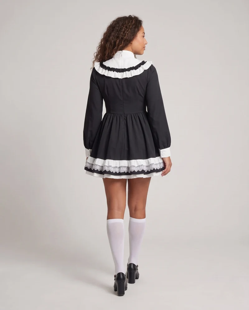 Damen Mittelalterliches Kleid mit Spitzenakzenten und Rüschendetails Nord Taschen