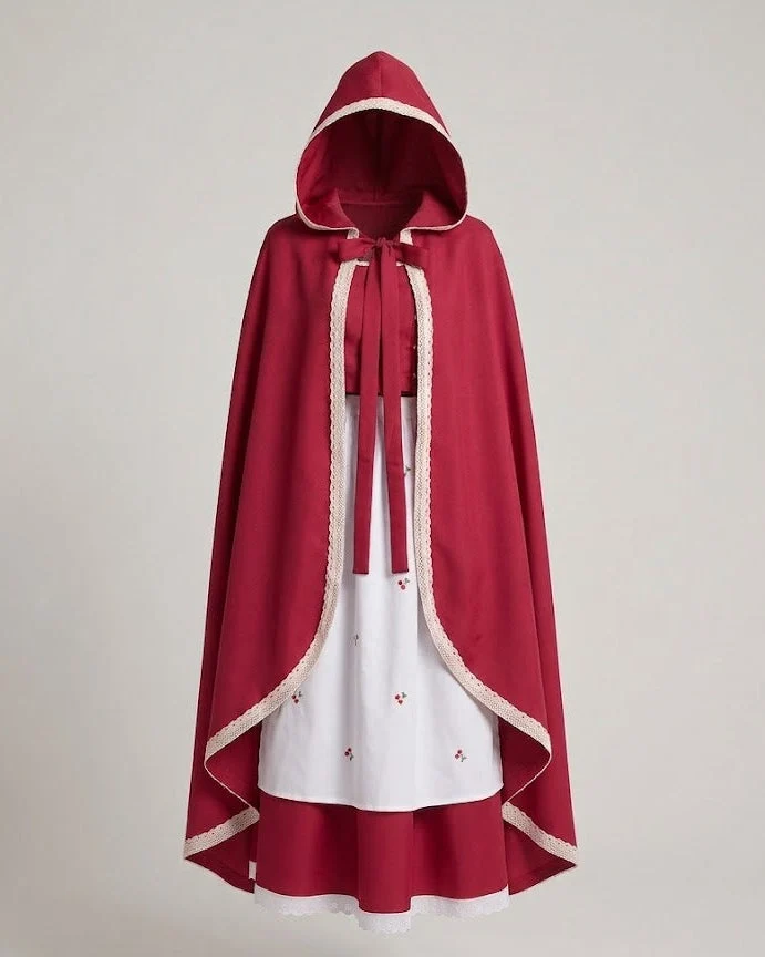 Damen Märchenhaftes Rotkäppchen Kostüm mit Kapuze und elegantem Tüllrock Nord Taschen