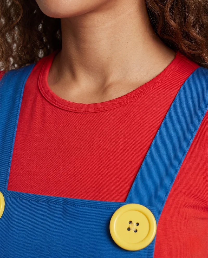 Damen Mario Kostüm mit schwingendem Rock und Accessoires Nord Taschen