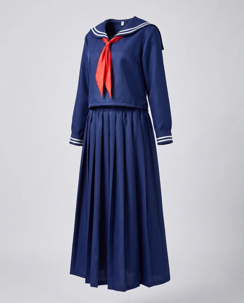 Damen Maritimes Schulkleid mit zweifarbigem Kragen und langen Ärmeln Nord Taschen