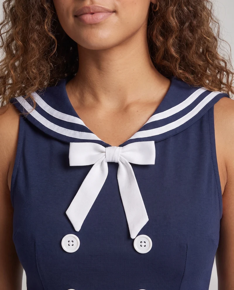 Damen Matrosenkleid mit Schulterkragen und maritimen Akzenten Nord Taschen