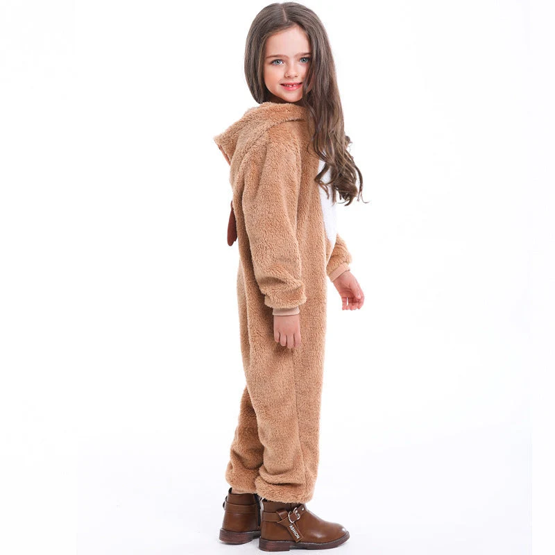 Mädchen Plüsch Rentier Overall mit Kapuze und Ohren Nord Taschen