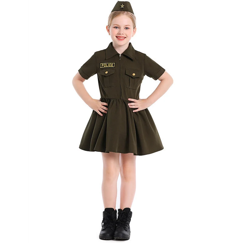 Mädchen Polizei-Kostümkleid mit Rock und Mütze Nord Taschen