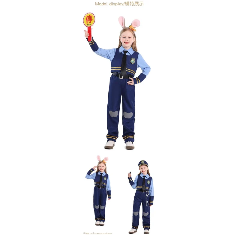 Mädchen Polizeikostüm mit Hasenohren und eleganten Details Nord Taschen