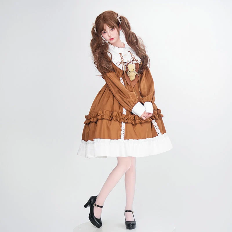 Damen Verspieltes Kostümkleid mit Rüschen und Teddybär-Motiv Nord Taschen