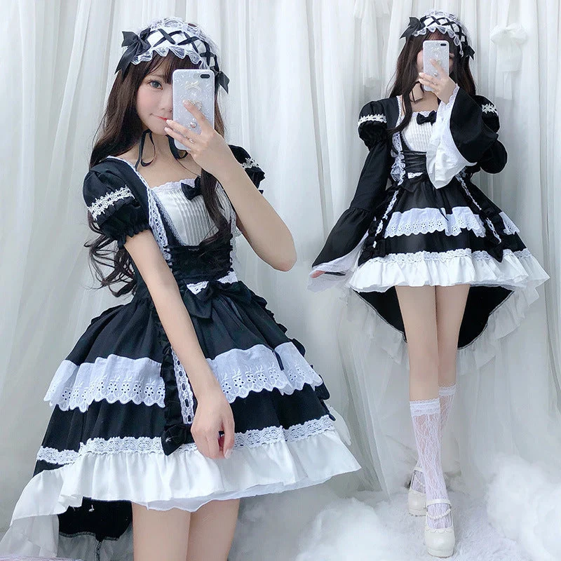 Damen verspieltes Lolita Kleid mit aufwendigen Spitzen- und Rüschendetails Nord Taschen