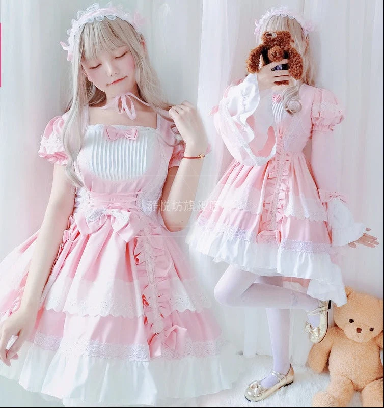 Damen verspieltes Lolita Kleid mit aufwendigen Spitzen- und Rüschendetails Nord Taschen