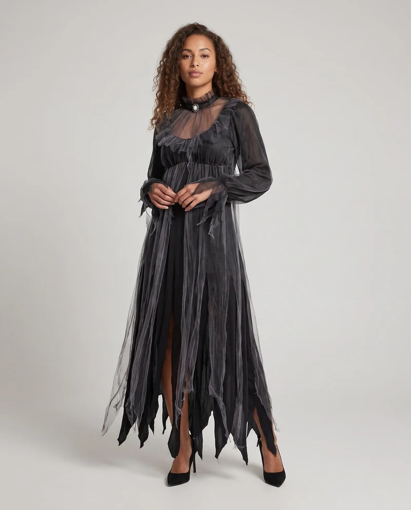 Damen Gruseliges Geisterkleid mit transparenten Details Nord Taschen