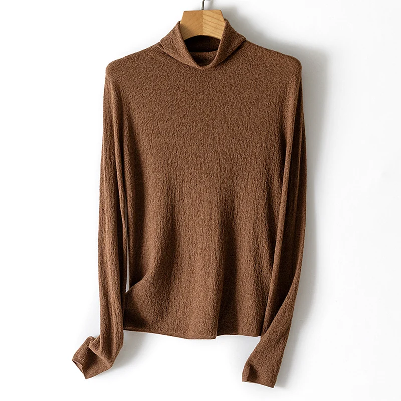 Damen Strukturstrick-Rollkragenpullover mit leichtem Crinkle-Effekt Nord Taschen
