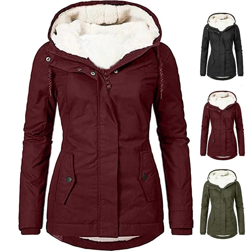 Damen Parka mit Teddyfutter, Kapuze und taillierter Silhouette Nord Taschen