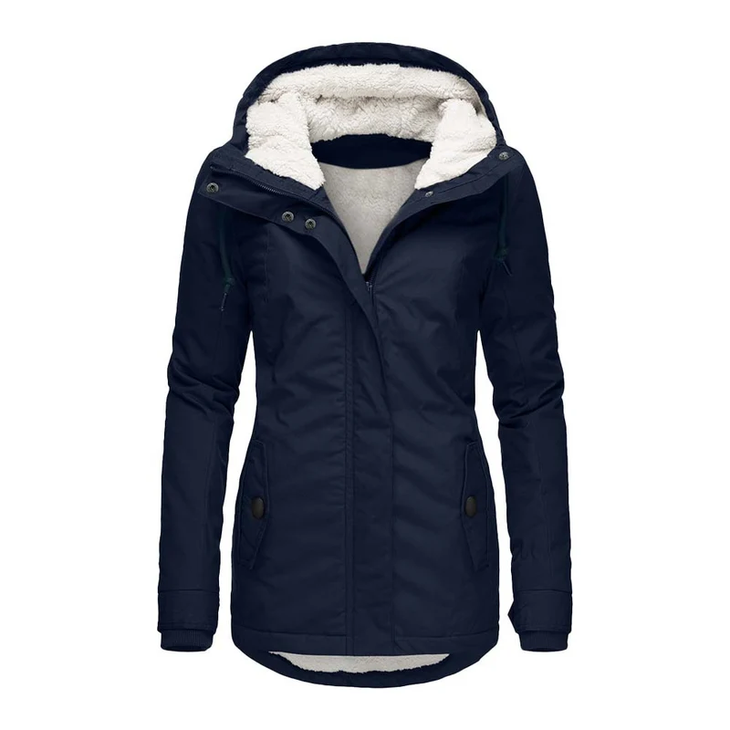 Damen Parka mit Teddyfutter, Kapuze und taillierter Silhouette Nord Taschen