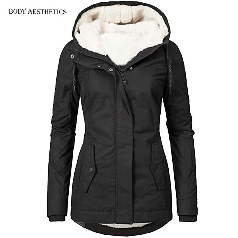 Damen Parka mit Teddyfutter, Kapuze und taillierter Silhouette Nord Taschen