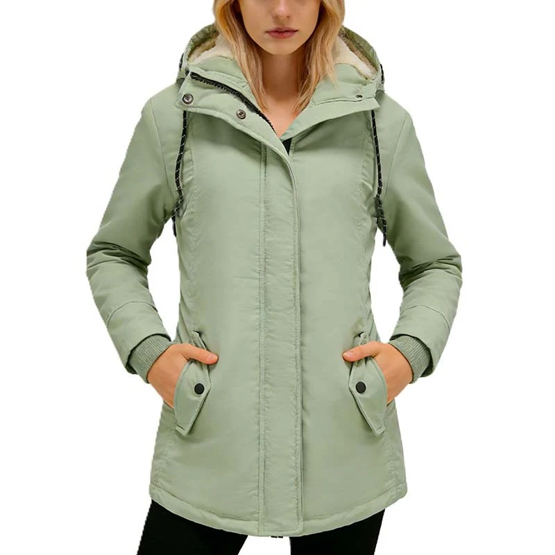 Damen Parka mit Teddyfutter, Kapuze und taillierter Silhouette Nord Taschen