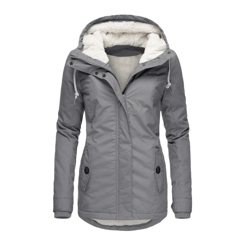 Damen Parka mit Teddyfutter, Kapuze und taillierter Silhouette Nord Taschen