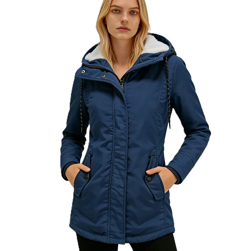 Damen Parka mit Teddyfutter, Kapuze und taillierter Silhouette Nord Taschen