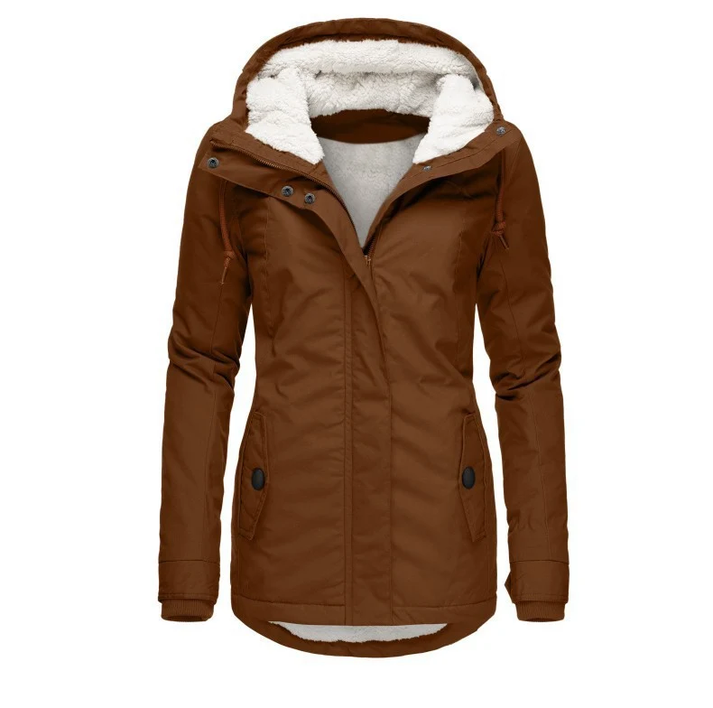 Damen Parka mit Teddyfutter, Kapuze und taillierter Silhouette Nord Taschen