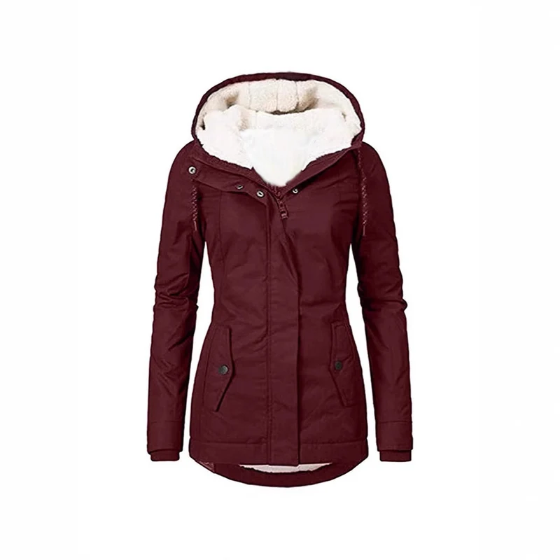 Damen Parka mit Teddyfutter, Kapuze und taillierter Silhouette Nord Taschen