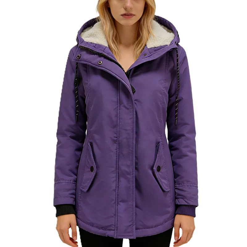 Damen Parka mit Teddyfutter, Kapuze und taillierter Silhouette Nord Taschen
