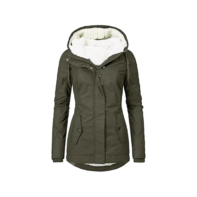 Damen Parka mit Teddyfutter, Kapuze und taillierter Silhouette Nord Taschen