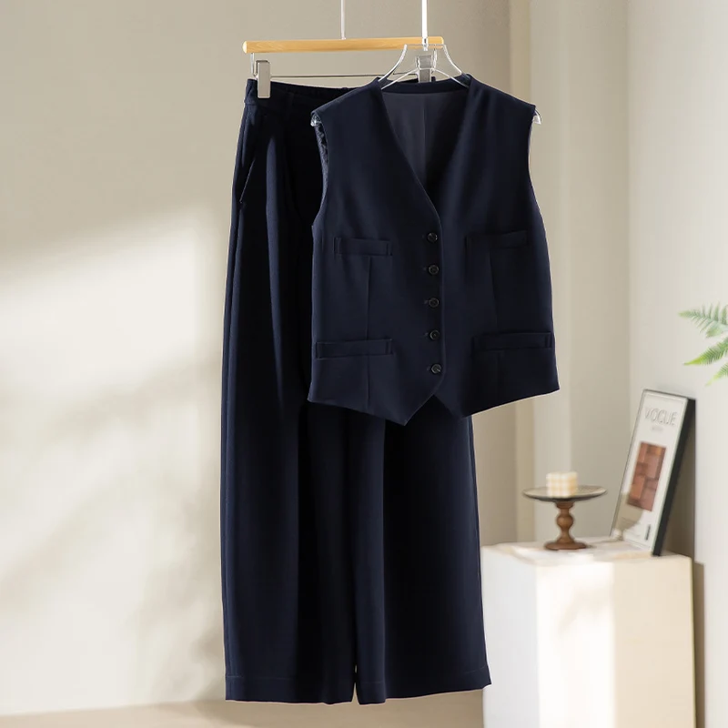 Damen Palazzo-Hose mit hoher Taille, Bügelfalte und elastischem Bund Nord Taschen