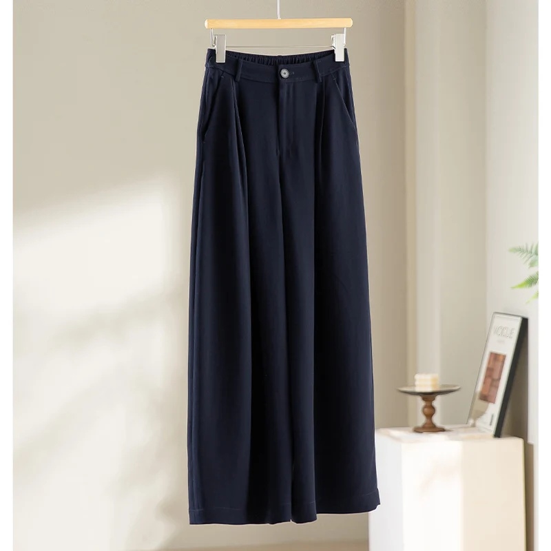 Damen Palazzo-Hose mit hoher Taille, Bügelfalte und elastischem Bund Nord Taschen