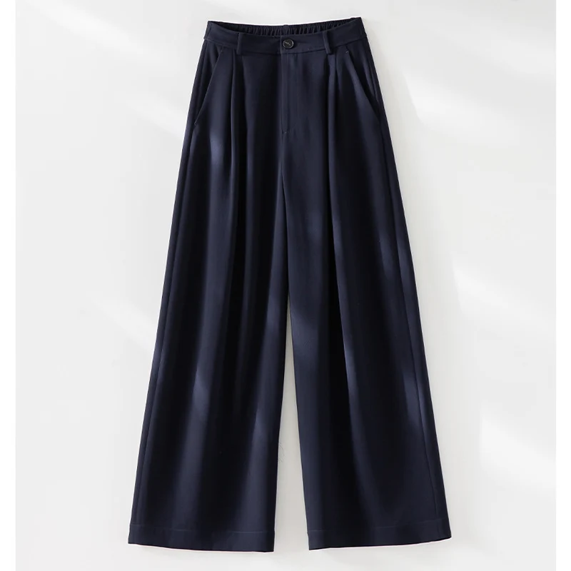 Damen Palazzo-Hose mit hoher Taille, Bügelfalte und elastischem Bund Nord Taschen