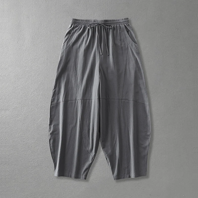 Damen weite Haremshose aus leichtem Satin mit Tunnelzug und seitlichen Taschen Nord Taschen