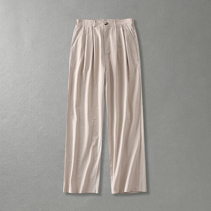 Damen Weite Bundfalten-Hose mit hoher Taille Nord Taschen