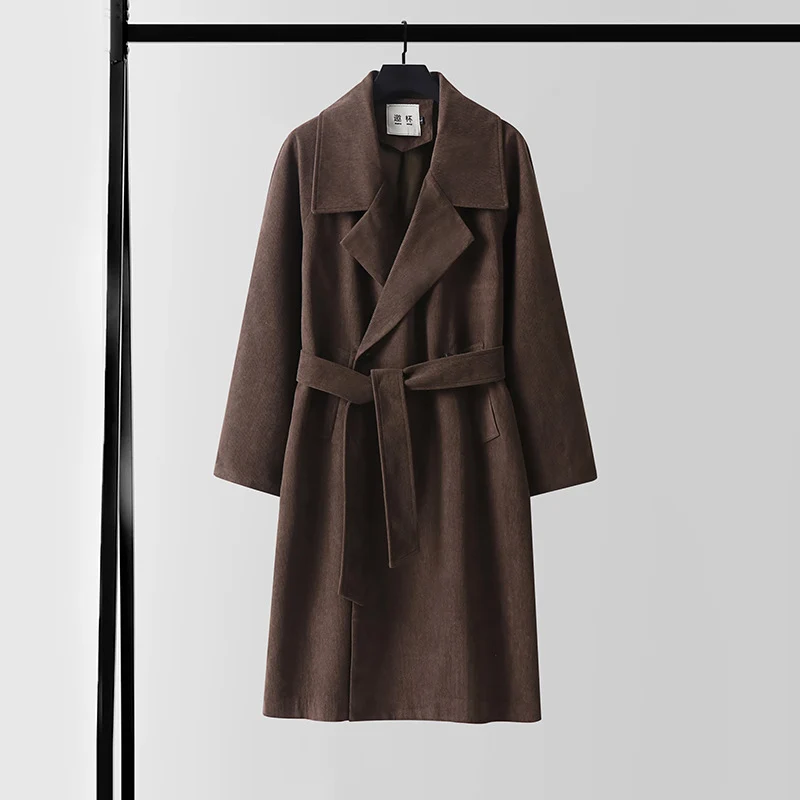 Damen Oversize Wollmix-Mantel mit breitem Revers und verdeckter Doppelknopfleiste Nord Taschen