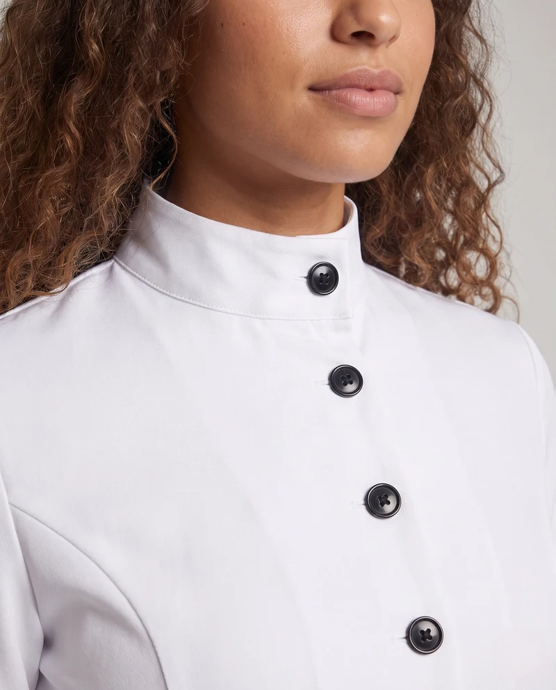 Damen Modisches Arztkostüm mit verspieltem Kragen und Knopfdesign Nord Taschen