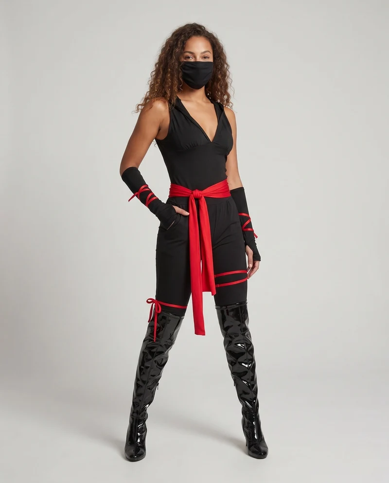 Damen Ninja-Kostüm mit stilistischen Accessoires Nord Taschen
