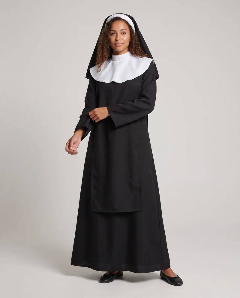 Damen Nonnenkostüm mit elegantem Kapuzenumhang Nord Taschen