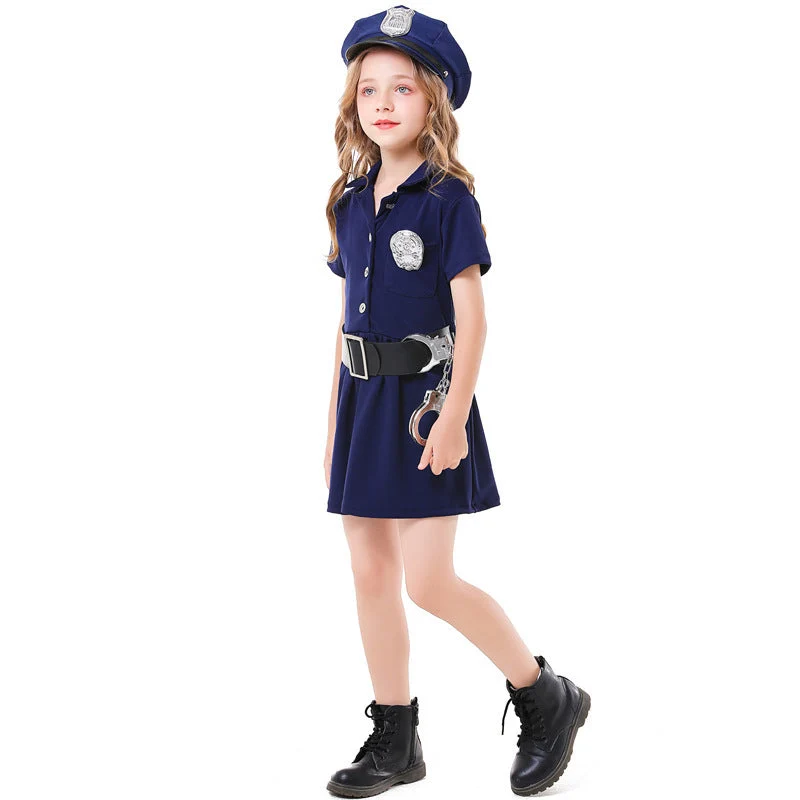 Mädchen Polizeikostüm mit Rock und Modischen Accessoires Nord Taschen