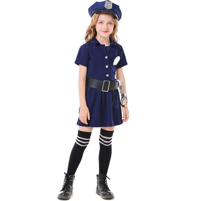 Mädchen Polizeikostüm mit Rock und Modischen Accessoires Nord Taschen
