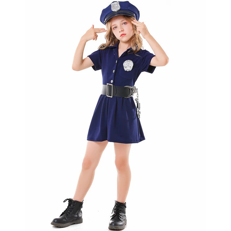 Mädchen Polizeikostüm mit Rock und Modischen Accessoires Nord Taschen