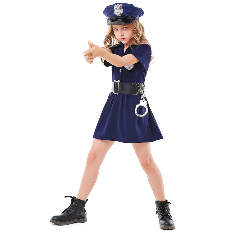 Mädchen Polizeikostüm mit Rock und Modischen Accessoires Nord Taschen