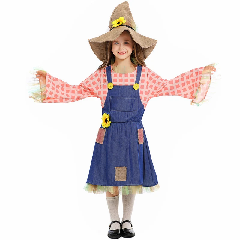 Mädchen Schürzenkleid mit Sonnenblumen-Akzenten und Hut Nord Taschen
