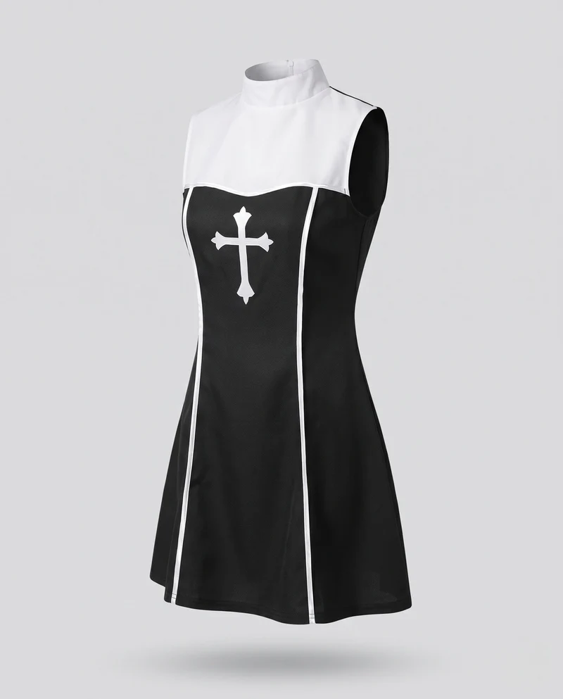 Damen Gruseliges Nonnenkostüm mit detailverliebtem Kreuz und elegantem Hut Nord Taschen