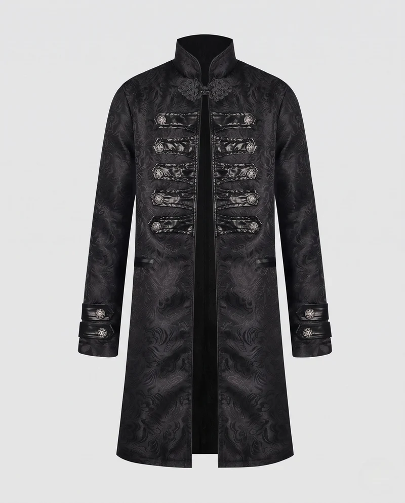Damen historischer Brokatmantel mit eleganten Details und dekorativen Knöpfen Nord Taschen